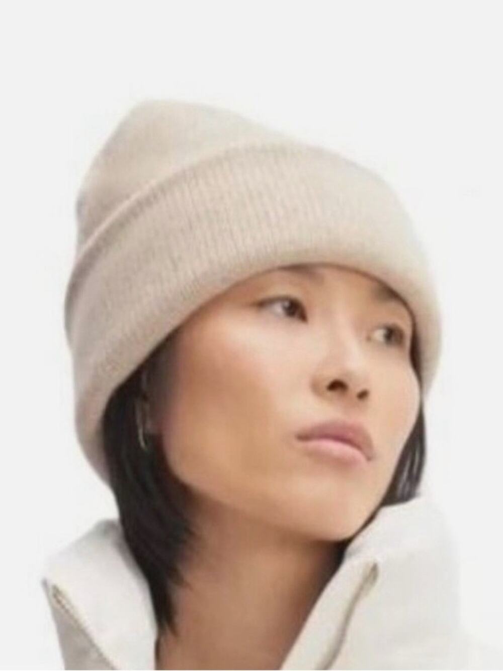 Everlane Cream Heathered Felted Merino Wool Beanie NWT OS
